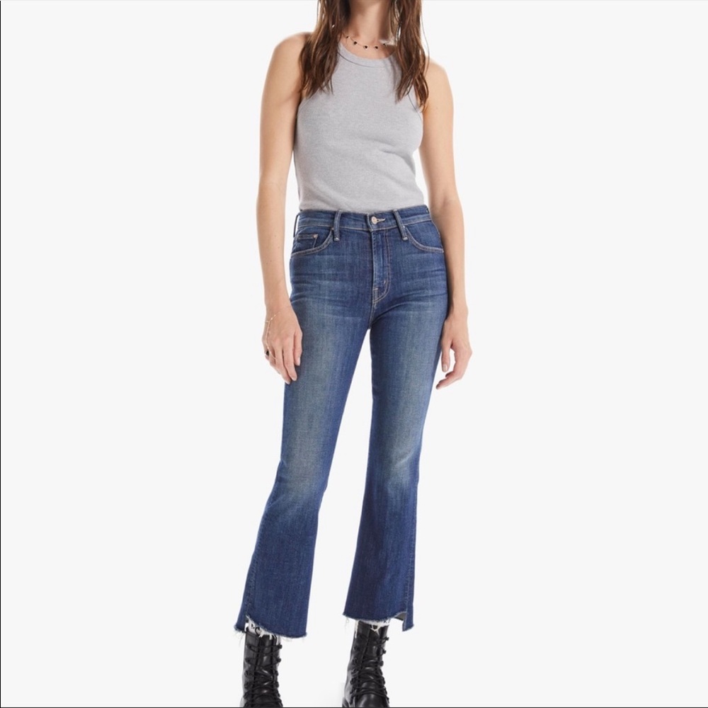 Mother Denim The Insider Crop Step Fray Girl Crush Blue Denim Flare Bootcut Jean